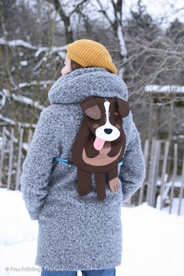 Dog Backpack/Rucksack, Neck Pouch, Pencil Case &amp; Stuffed Animal - Cotton Canvas - PANEL