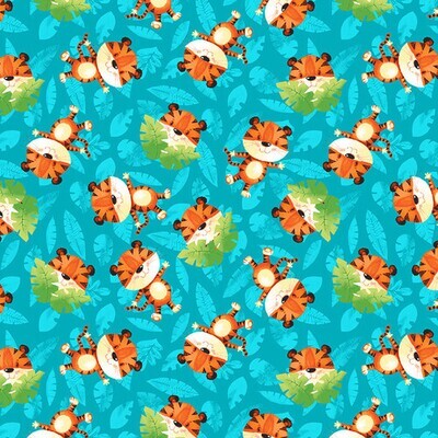Tigers Blue - Cotton - From Fat Quarter