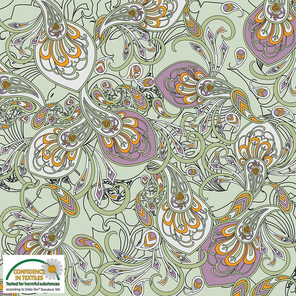 Paisley Pale Green - Rayon - STOFRAY01 - By Metre