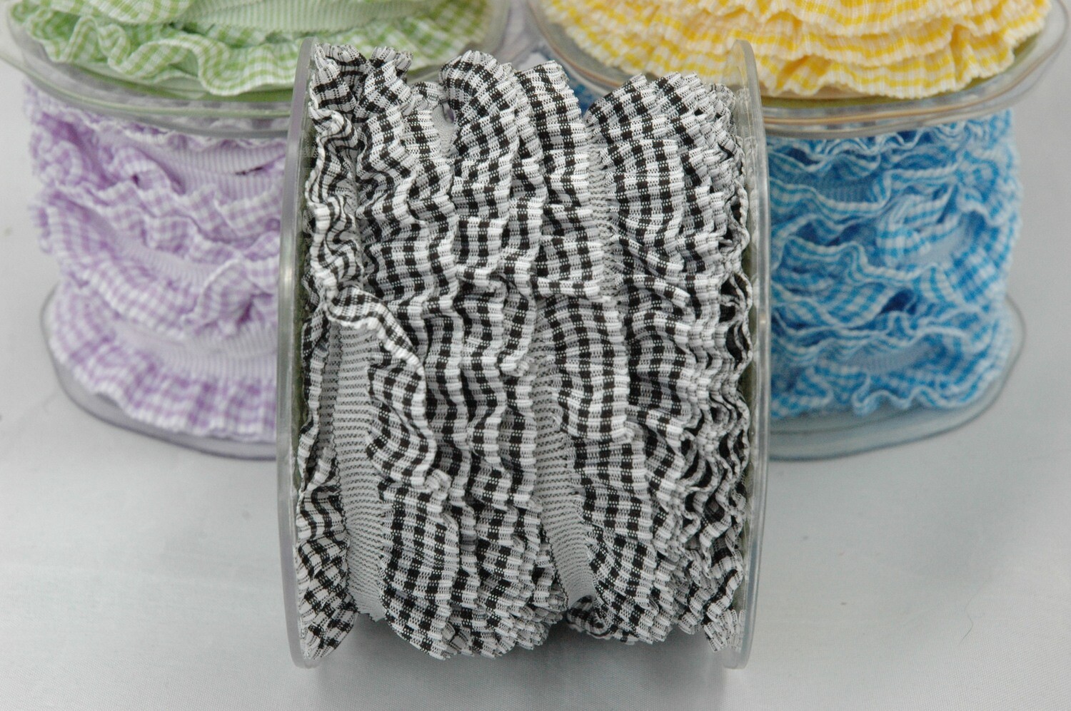 Black Elasticated Gingham Ribbon - By Metre