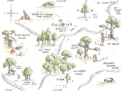 WINNIE THE POOH - PREORDER JUNE 2024 - Winnie the Pooh Map - Cotton - By Metre