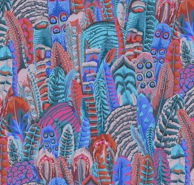 KAFFE FASSETT - Feathers Turquoise - Cotton - From Fat Quarter