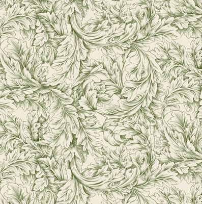 WILLIAM MORRIS - Small Acanthus Scroll Green - Cotswold Holiday Collection - Cotton - 1 METRE 100 CM X 110 CM