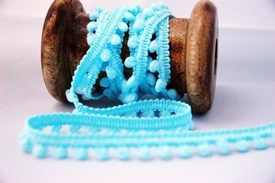 &quot;Blue Mini 5mm Pom Pom&quot; By Metre Pom Pom Ribbon Trim