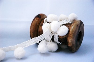 &quot;Cream LARGE 15mm Pom Pom&quot; by Metre Pom Pom Ribbon Trim