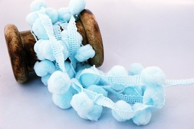 &quot;Pale Blue LARGE 15mm Pom Pom&quot; by Metre Pom Pom Ribbon Trim