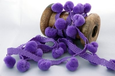 &quot;Purple LARGE 15mm Pom Pom&quot; by Metre Pom Pom Ribbon Trim