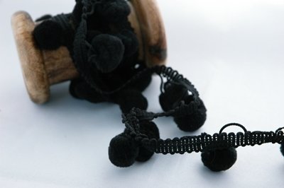 &quot;Black LARGE 15mm Pom Pom&quot; by Metre Pom Pom Ribbon Trim