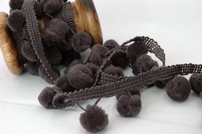 &quot;Dark Grey LARGE 15mm Pom Pom&quot; by Metre Pom Pom Ribbon Trim