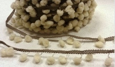 &quot;Cream 2 Tone Col 39 &quot; Mini 6mm Pom Pom Trim - By 3 Metres