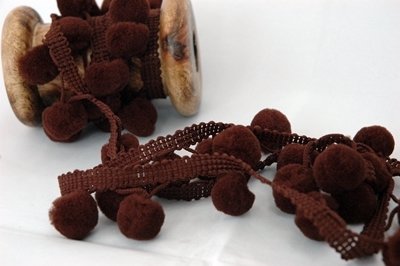 &quot;Brown LARGE 15mm Pom Pom&quot; by Metre Pom Pom Ribbon Trim