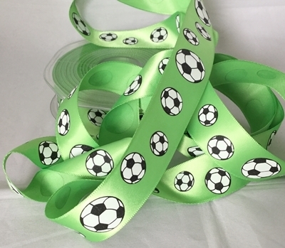 Football Ribbon - Green - By Metre