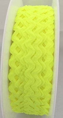Fluorescent Yellow - Ric Rac - 7 mm - By Metre