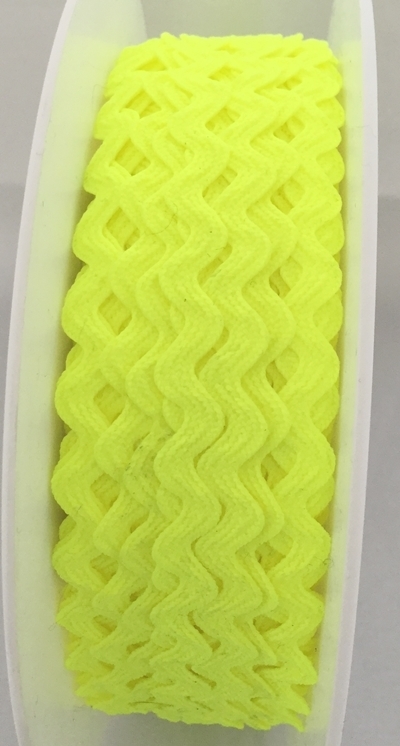 Fluorescent Yellow - Ric Rac - 7 mm - By Metre