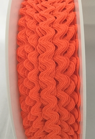 Fluorescent Orange - Ric Rac - 7 mm - By Metre