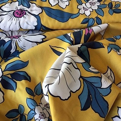 Floral Chartreuse  - Cotton Lawn - REMNANT 165 CM X 140 CM
