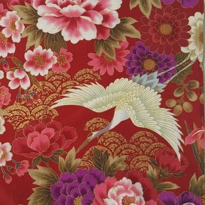 Herons Red with Gold Metallic - Cotton - From 0.5 Metre