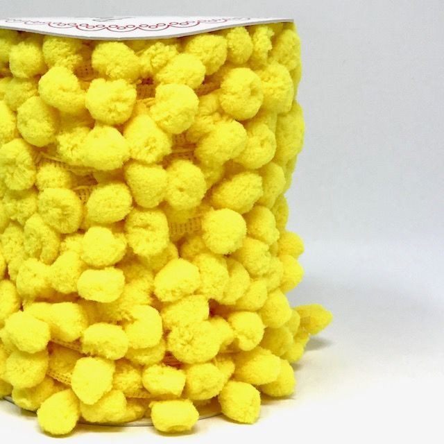 &quot;Yellow 04&quot;  Medium 10 mm Pom Pom Ribbon - By Metre