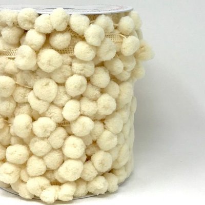 &quot;Cream 39&quot;  Medium 10 mm Pom Pom Ribbon - By Metre