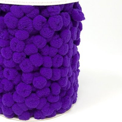 &quot;Purple 42&quot;  Medium 10 mm Pom Pom Ribbon - By Metre
