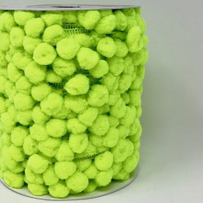 &quot;Lime Green 44&quot;  Medium 10 mm Pom Pom Ribbon - By Metre