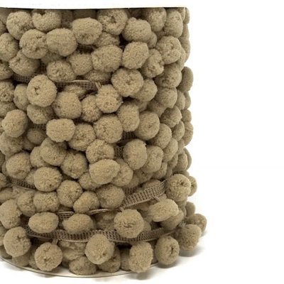 &quot;Natural 106&quot;  Medium 10 mm Pom Pom Ribbon - By Metre