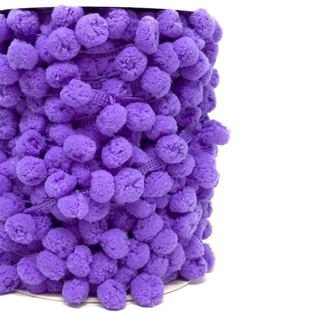 &quot;lilac 21&quot;  Medium 10 mm Pom Pom Ribbon - By Metre