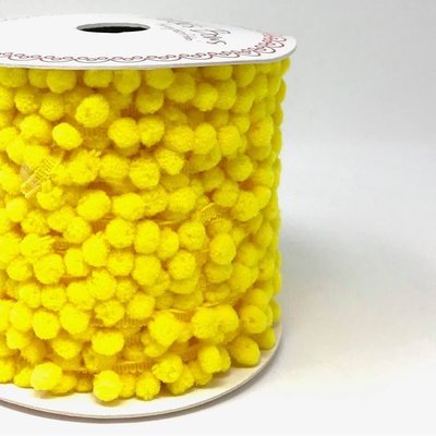 &quot;Bright Yellow 04&quot; Mini 6mm Pom Pom Ribbon - By Metre