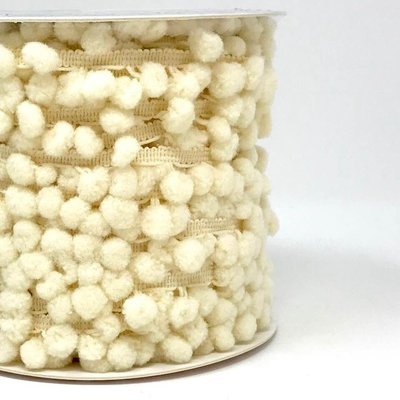 &quot;Ivory Cream 39&quot; Mini 6mm Pom Pom Ribbon - By Metre