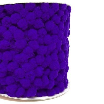 &quot;Purple 42&quot; Mini 6mm Pom Pom Ribbon - By Metre