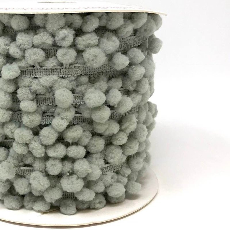 &quot;Grey 28&quot; Mini 6mm Pom Pom Ribbon - By Metre