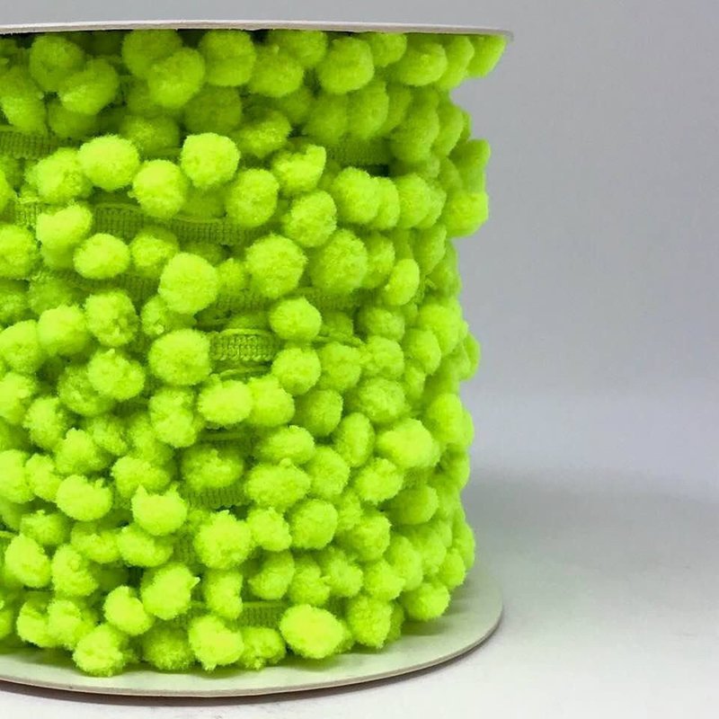 &quot;Lime Green 44&quot; Mini 6mm Pom Pom Ribbon - By Metre