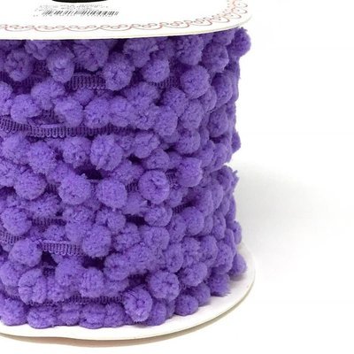 &quot;Light Purple 21&quot; Mini 6mm Pom Pom Ribbon - By Metre