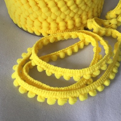 Fluorescent Yellow Mini 5mm Pom Pom&quot; - By Metre Pom Pom Ribbon Trim