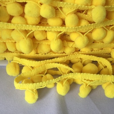Fluorescent Yellow LARGE 15mm Pom Pom Trim -  by Metre