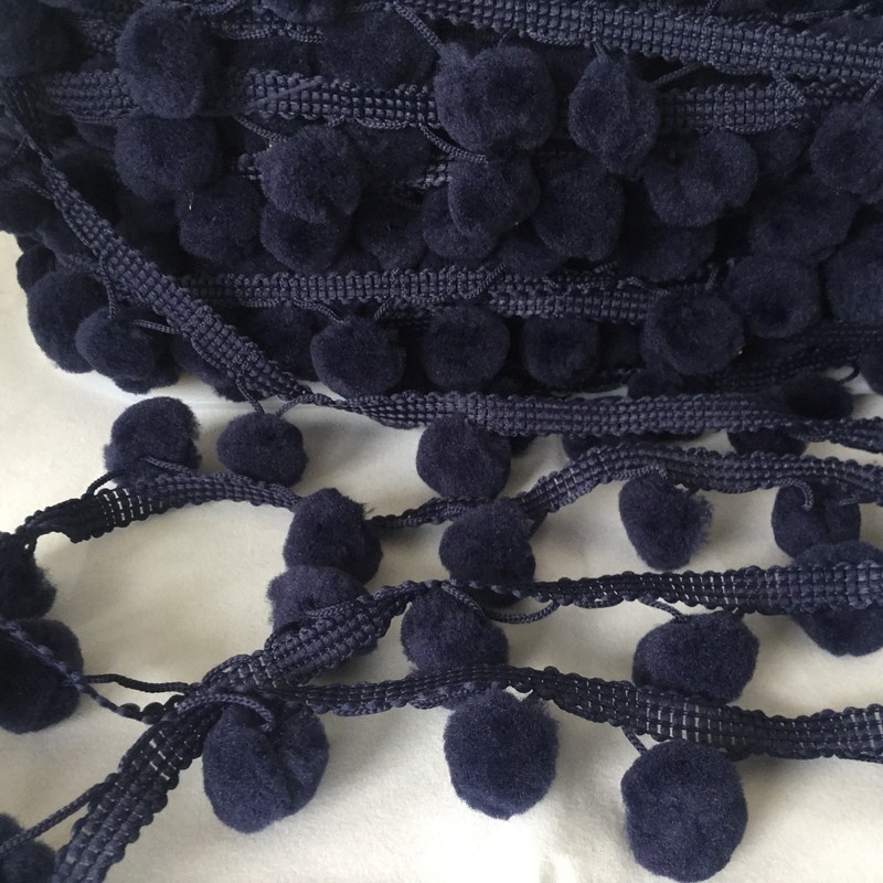 Navy LARGE 15mm Pom Pom Trim -  by Metre