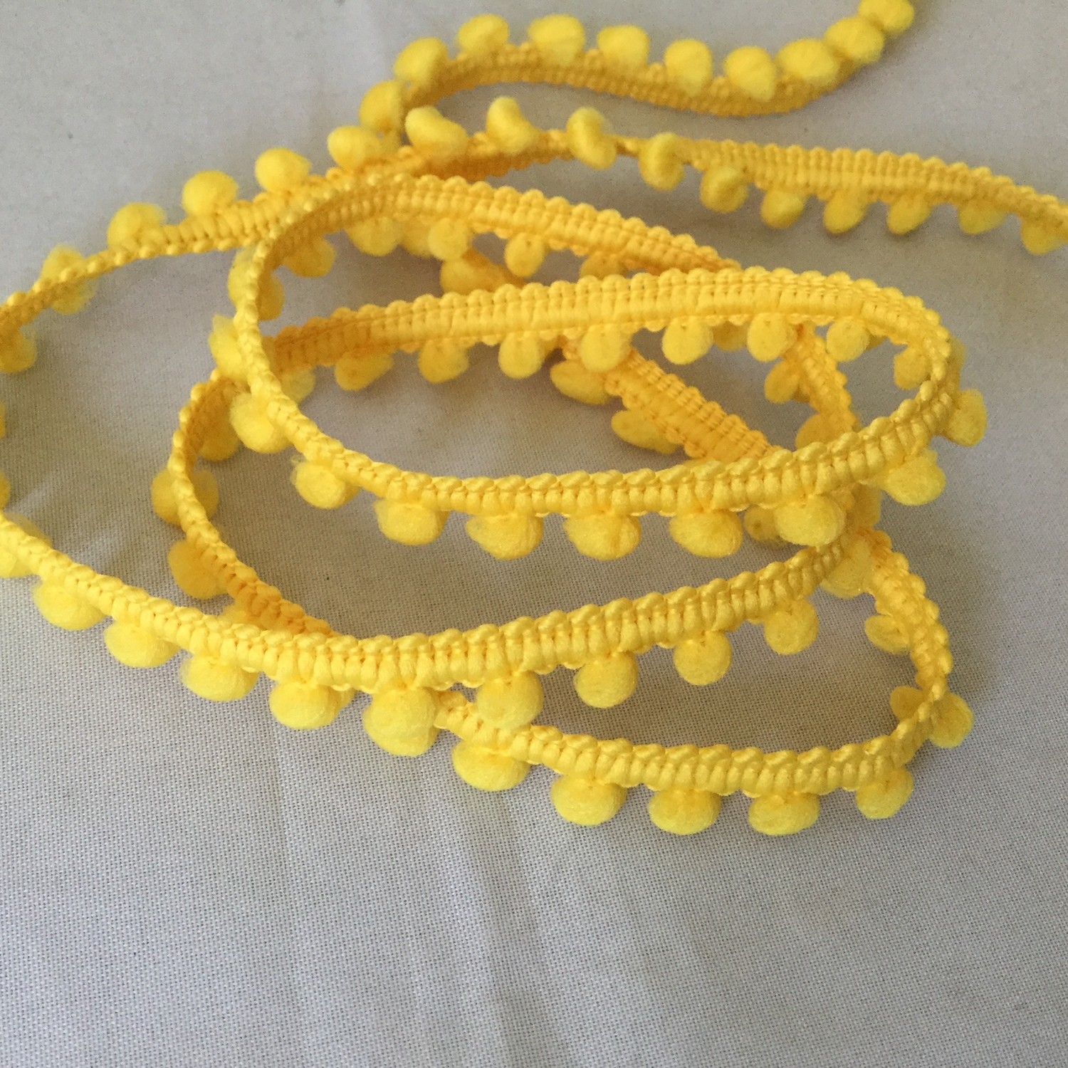 Yellow Mini 5mm Pom Pom&quot; - By Metre Pom Pom Ribbon Trim