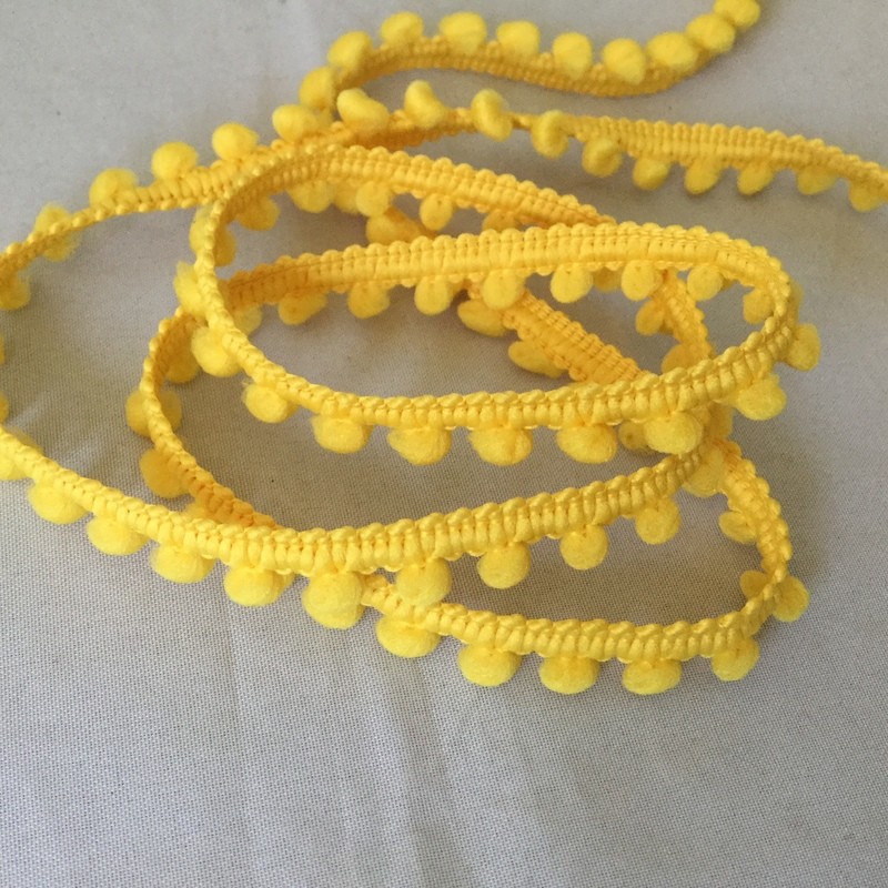 Yellow Mini 5mm Pom Pom&quot; - By Metre Pom Pom Ribbon Trim