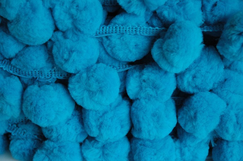 &quot;GIANT Teal Blue 40 mm Pom Pom Trim&quot; by Metre