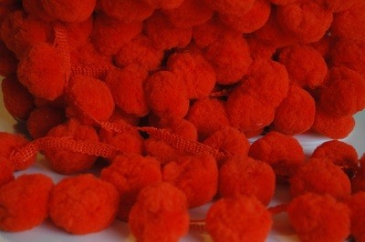 &quot;GIANT Orange 40 mm Pom Pom Trim&quot; by Metre