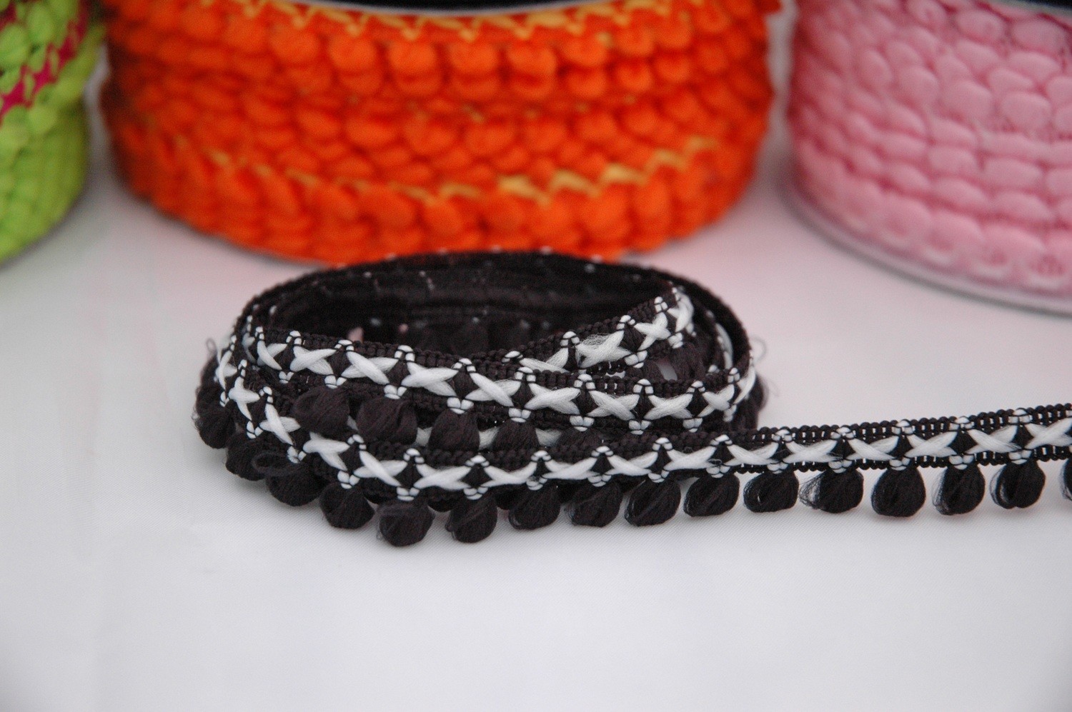 &quot; Black 2 Tone Pom Pom&quot; -  By Metre