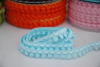 &quot; Light Blue 2 Tone Pom Pom&quot; - By Metre