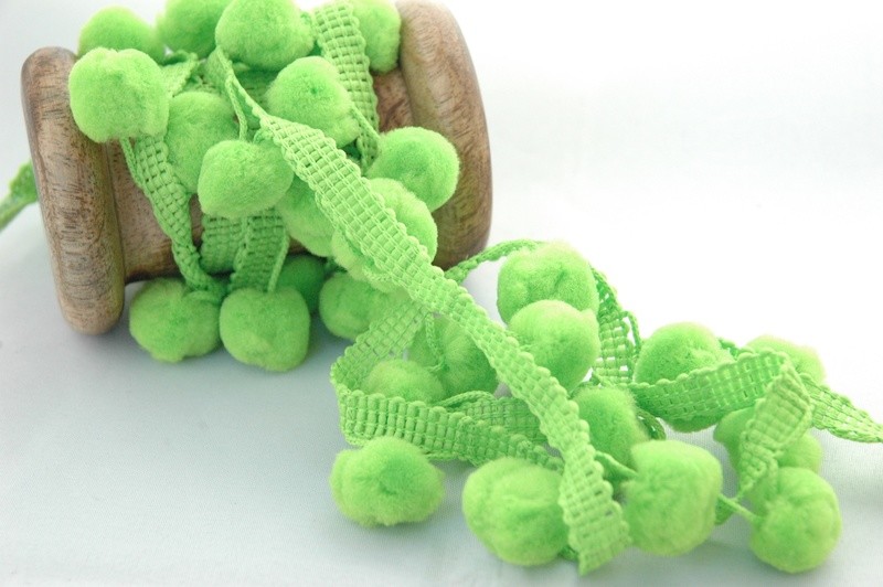 &quot;Lime Green LARGE 15mm Pom Pom&quot; by Metre Pom Pom Ribbon Trim