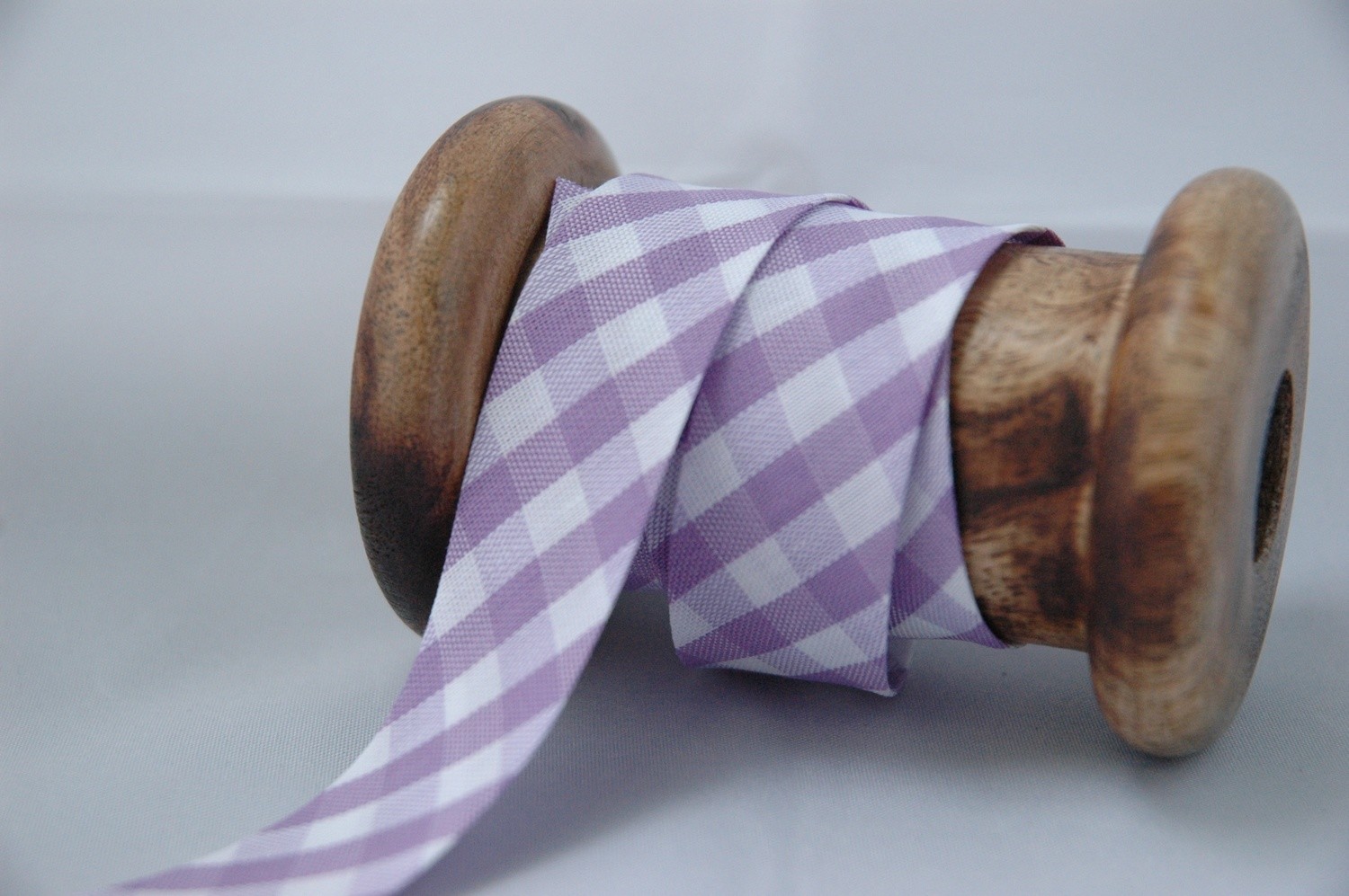 &quot; Lilac Gingham&quot; Large Bias Binding 20 mm - By Metre