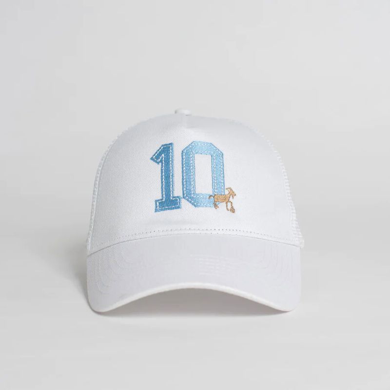 G.O.A.T Trucker Messi White with Blue Font
