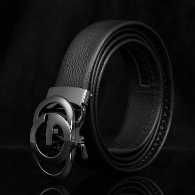 Men&#39;s Premium G Buckle Plaid Leather Belt