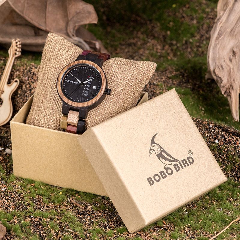 Wooden Watch BOBO BIRD – Classic Quartz with Date Display