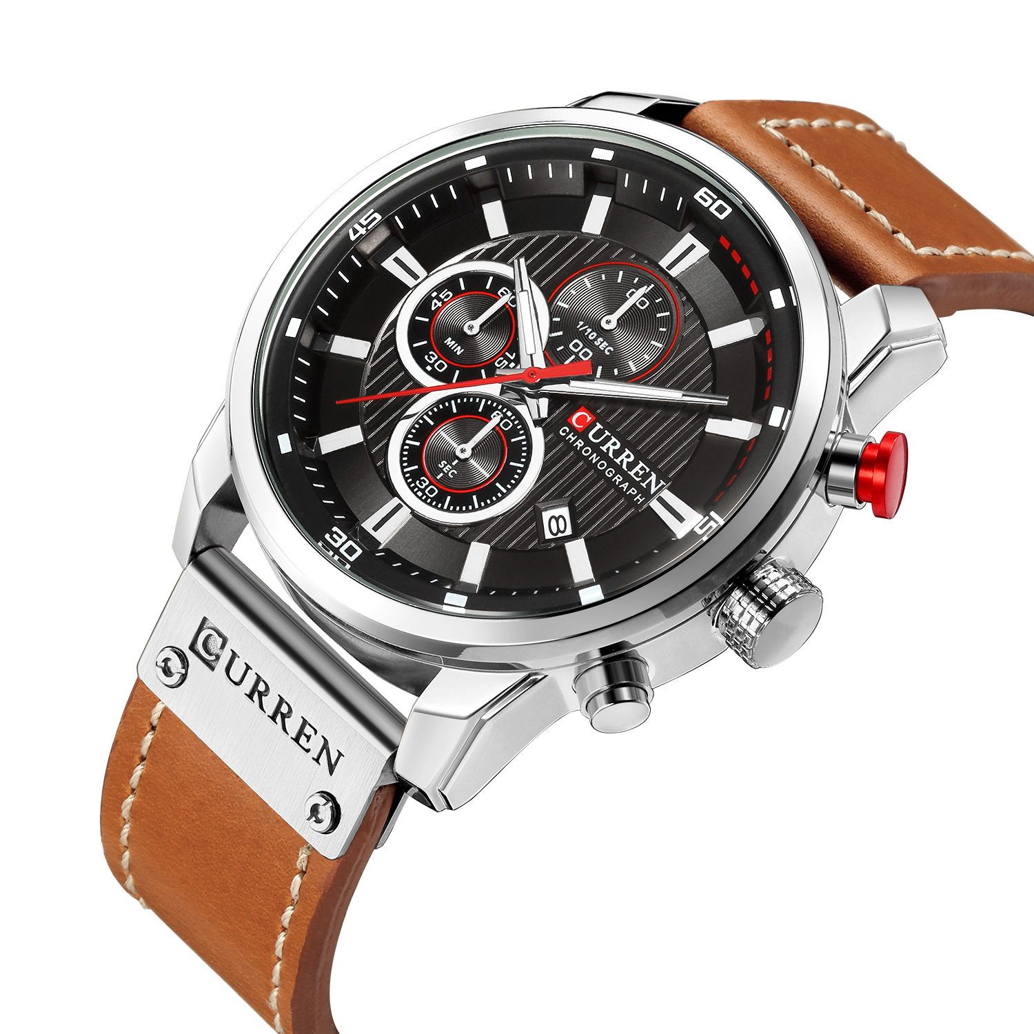 Men&#39;s Luxury Chronograph Watch – Waterproof Leather Sports Timepiece