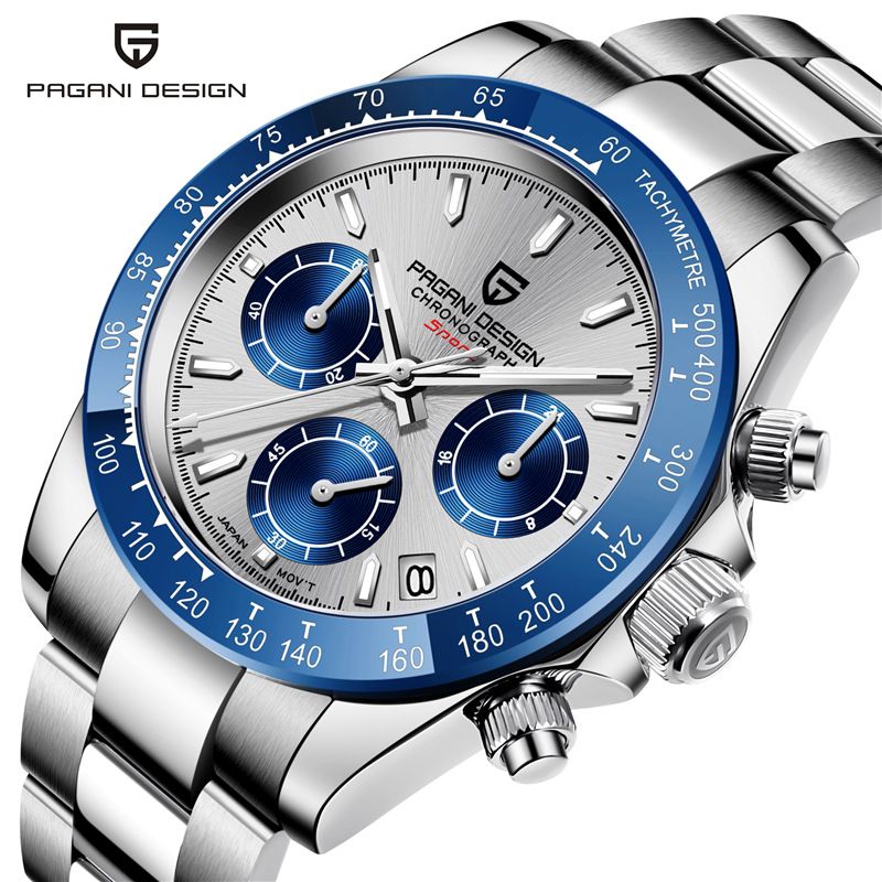 Men’s Stainless Steel Chronograph Watch – Waterproof &amp; Multifunctional