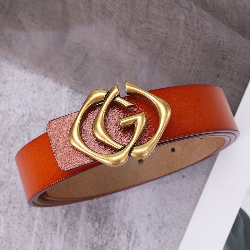 Vintage Leather Belt – Antique Style with Brass Buckle